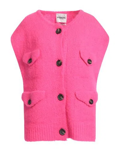 Essentiel Antwerp Woman Cardigan Fuchsia Size M Mohair Wool, Acrylic, Polyamide, Elastane In Pink