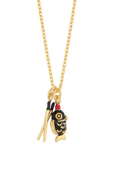 Estella Bartlett Soy Sauce And Chopstick Charm Pendant Necklace In Gold