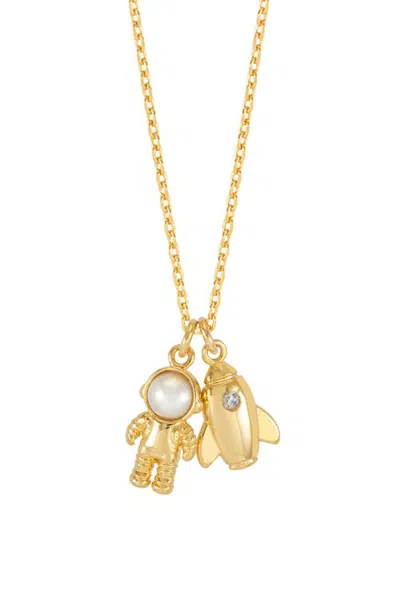Estella Bartlett Spaceship And Astronaut Charm Pendant Necklace In Gold