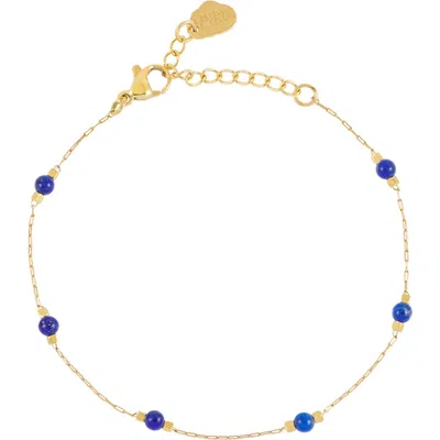 Estella Bartlett Wellness Blue Lace Agate Paperlink Chain Bracelet In Gold