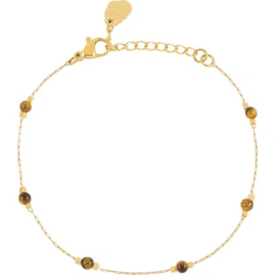 Estella Bartlett Wellness Blue Lace Agate Paperlink Chain Bracelet In Gold