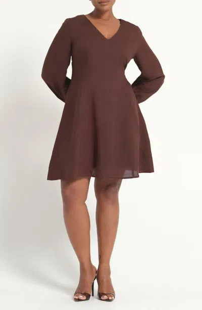 Estelle Adira Linen Blend Minidress In Brown