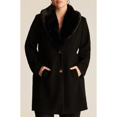 Estelle Albany Faux Fur Collar Coat In Black