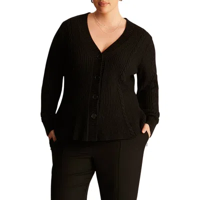 Estelle Callie Cable Knit Cardigan In Black