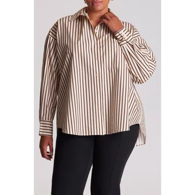 Estelle Jessica Striped Long Sleeve Cotton Shirt In Multi