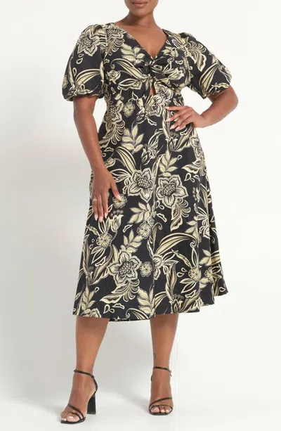Estelle Kelsie Floral Cotton Midi Dress In Multi