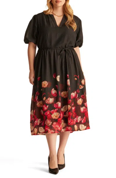 Estelle Leni Midi Dress In Black