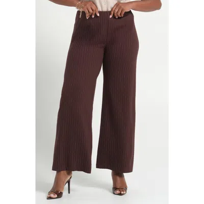 Estelle Marley Pinstripe Wide Leg Pants In Brown