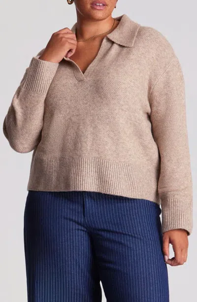 Estelle Nellie Knit Johnny Collar Top In Brown