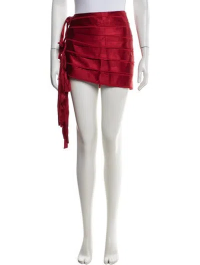 Pre-owned Et Ochs Pleated Accents Mini Skirt In Red
