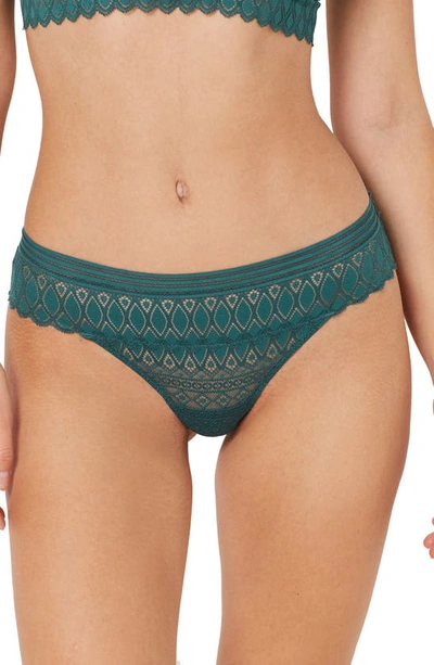 Etam Gravure Lace Hipster Panties In Pine Green