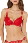 Etam Lumineuse No. 2 Underwire Plunge Push-up Bra In Red