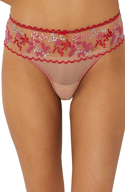 Etam Mimosa Embroidered Tulle Hipster Briefs In Red