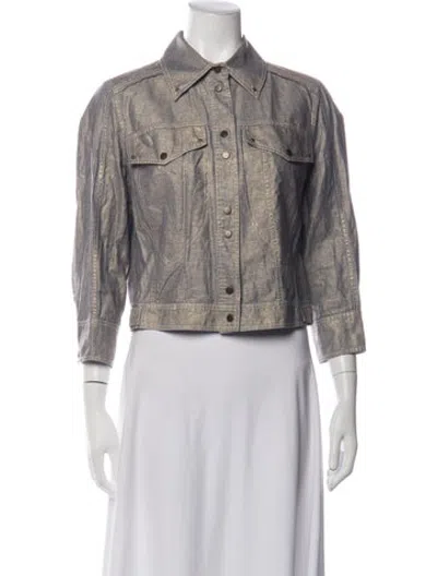 Pre-owned Etcetera Linen Denim Jacket In Blue/gold