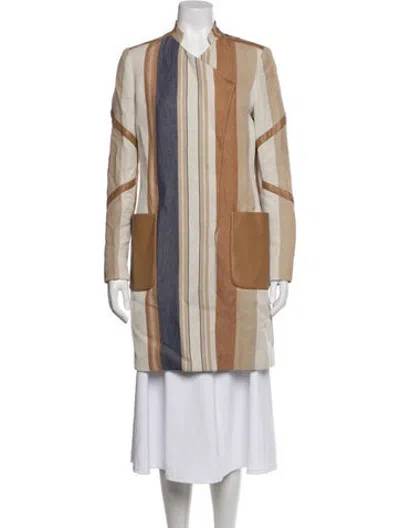 Pre-owned Etcetera Linen Striped Coat In Neutrals