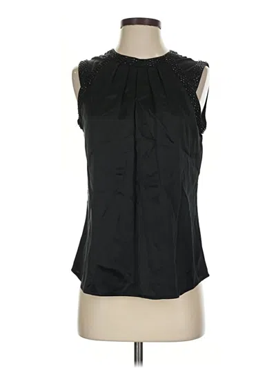 Pre-owned Etcetera Sleeveless Silk Top Black Ruffles Neckline Tops