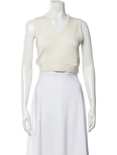 Pre-owned Éterne Cashmere V-neck Top In Neutrals/white