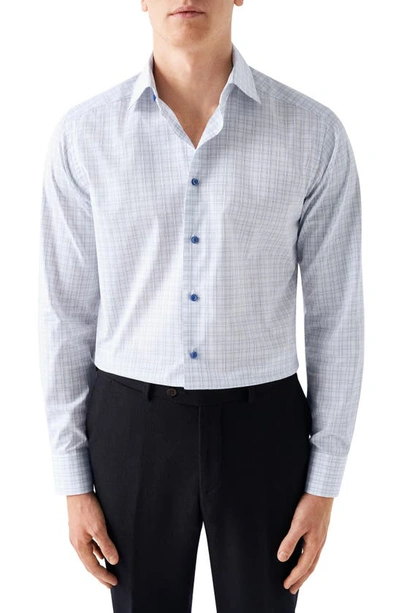 Eton Contemporary Fit Check Dress Shirt In Light Pastel Blue