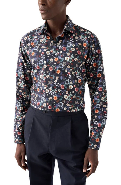 Eton Contemporary Fit Floral Dress Shirt In Navy