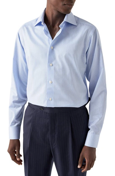 Eton Contemporary Fit Stripe Cotton Dress Shirt In Blue
