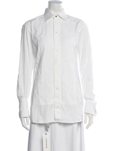 Pre-owned Eton Long Sleeve Button-up Top In White
