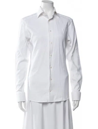 Pre-owned Eton Long Sleeve Button-up Top In White