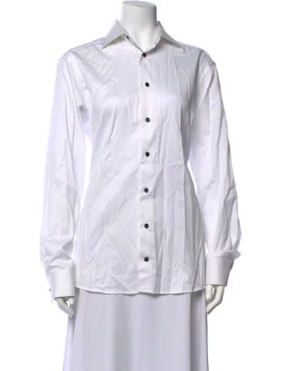 Pre-owned Eton Long Sleeve Button-up Top In White