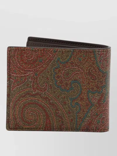 Etro Bi-fold Wallets With Paisley Pattern Design In Brown