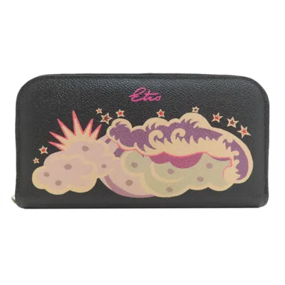 Pre-owned Etro Black Leather Long Wallet (bi-fold) ()