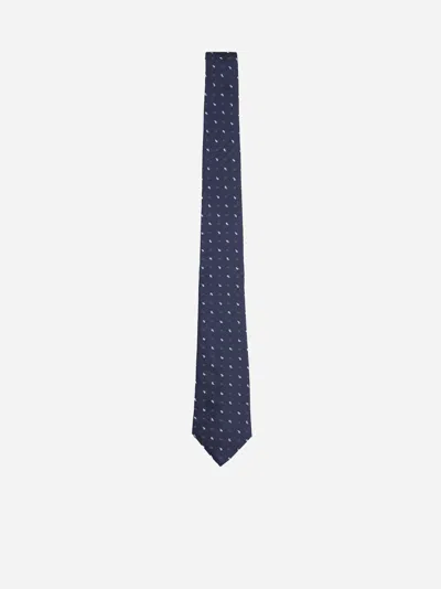 Etro Blue Checked Jacquard Silk Tie