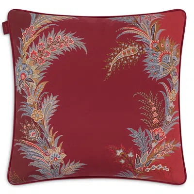 Etro Caladium Satin Printed Cushion In Red