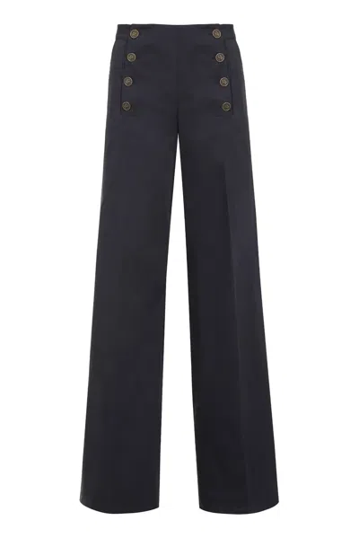 Etro Cotton Wide-leg Trousers In Blue