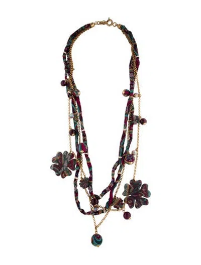 Pre-owned Etro Crystal, Acrylic, & Fabric Multistrand Necklace, 36" In Multicolor