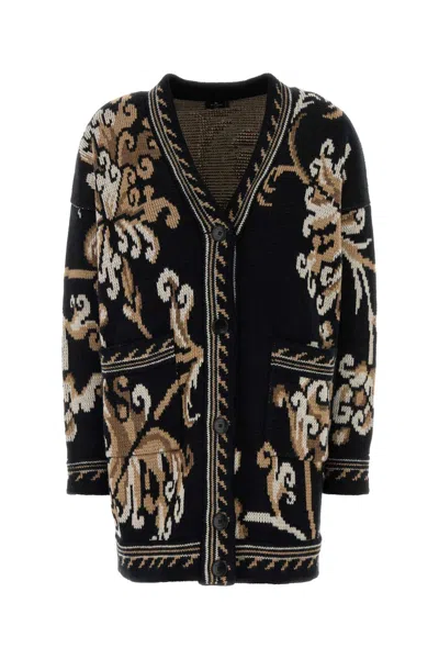 Etro Embroidered Wool Cardigan In Printed