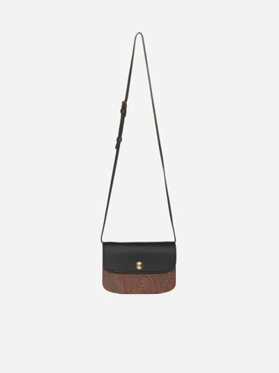 Etro Essential Canvas And Leather Mini Bag In Black