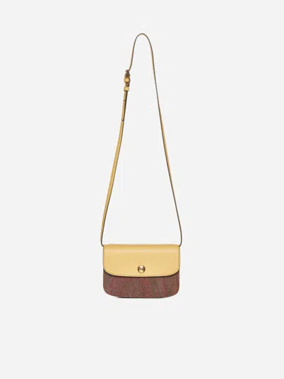 Etro Essential Canvas And Leather Mini Bag In Cream