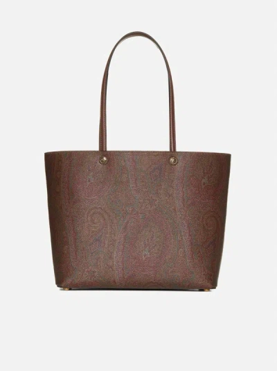 Etro Essential Large Canvas Tote Bag In Brown