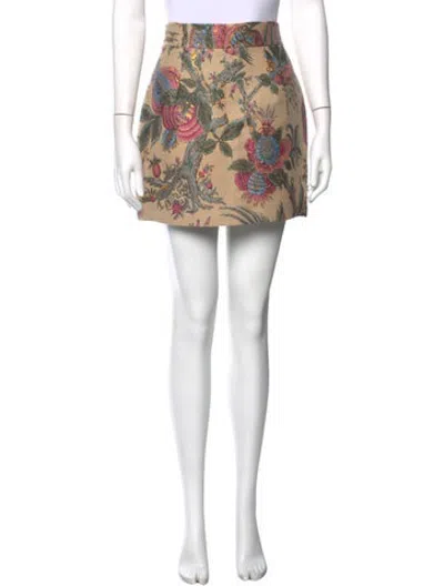 Pre-owned Etro Floral Print Mini Skirt In Metallic/neutrals