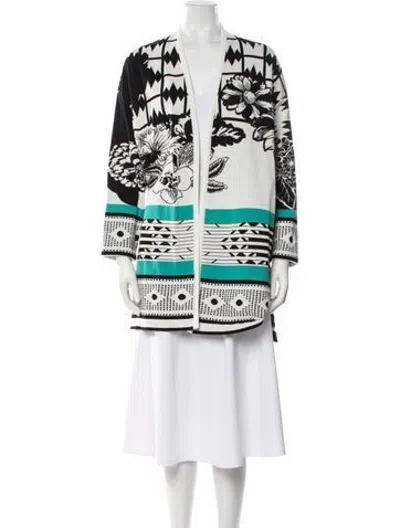 Pre-owned Etro Floral Print Open Front Sweater In Black