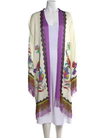 Pre-owned Etro Floral Print Open Front Sweater In Neutrals