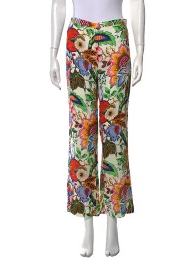 Pre-owned Etro Floral Print Wide Leg Pants In Grey