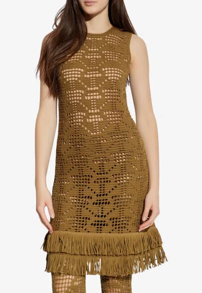 Etro Fringed Midi Dress In Brown