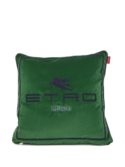 Etro Home Logo-embroidered Cushion (45cm X 45cm) In Green