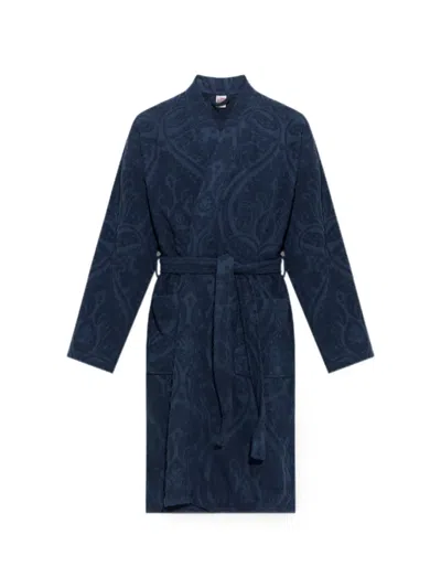 Etro Home Paisley-jacquard Bathrobe In Blue