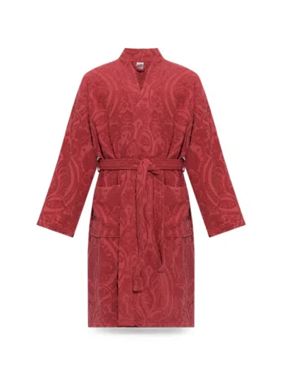 Etro Home Paisley-jacquard Bathrobe In Red