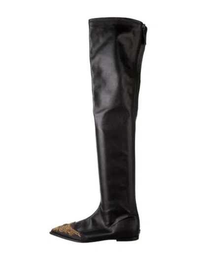 Pre-owned Etro Leather Patterned Boots In Black