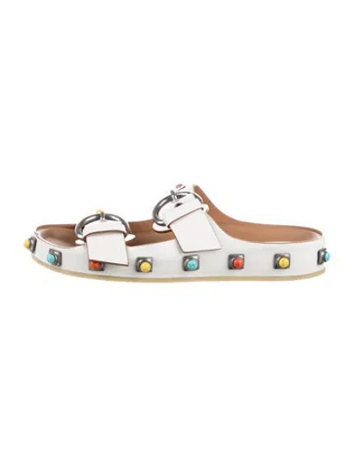 Pre-owned Etro Leather Studded Accents Slides In White