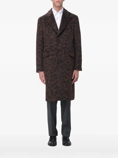 Etro Leopard-print Single-breasted Coat In Brown