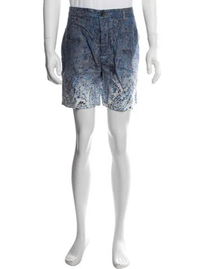 Pre-owned Etro Linen Shorts In Blue/grey