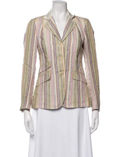 Pre-owned Etro Linen Striped Blazer In Multicolor